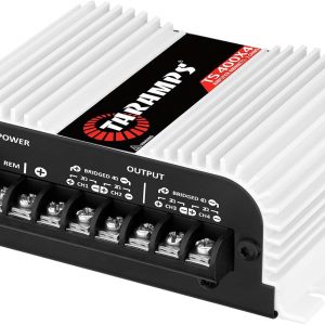 Taramps TS 400x4 400 watts RMS 4 Channels Full Range Car Audio Amplifier, 2 Bridged Channels, RCA Input Class D, Output Power, Multichannel Amplifier System, Small - TS400X4 | Bridgeable outputs, built-in HPF/LPF crossovers and RCA inputs provide flexible system design and precise sound tuning.