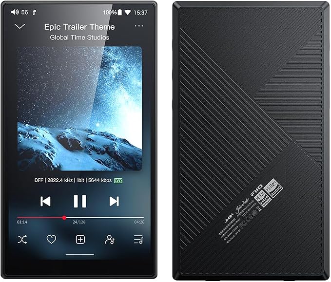 JadeAudio/FiiO JM21 Reproductor de música Hi-Res Android 13 MP3 con Snapdragon 680, Bluetooth WiFi USB DAC tiempo de reproducción de 12.5H (Negro)