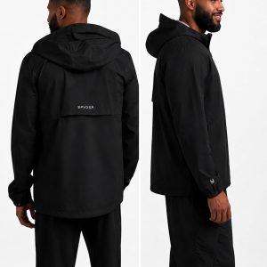 Spyder Mens Rain Jacket - Waterproof Lightweight Hooded Windbreaker | Weatherproof Outerwear, Packable Everyday Layer for Hiking, Travel, Commutes, Errands, and Cool-Weather Days