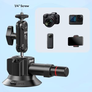 Ulanzi SC-01 Heavy-Duty Suction Cup Mount for Camera/Phone/Accessory (3"), Pump-actived Vacuum Suction Cup Mount, Magic Arm Phone Holder Action Cam Adapter Car Boats Windshield Window Mount