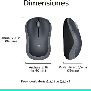 Logitech Ratón inalámbrico ambidiestro compacto M185 de 2,4 GHz - Gris Swift | Ambidextrous mouse with 2.4 GHz USB-A Nano Receiver, Optical Tracking, 12-Months Battery Life, PC, Mac, Laptop compatible