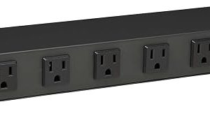 Tripp Lite Barra de contactos para montaje en rack de 1U, 12 tomas, Seis tomas frontales y seis traseras, 15A, 120V, cable de 4.57 m (15 pies) con enchufe de ángulo recto, montaje horizontal en rack
