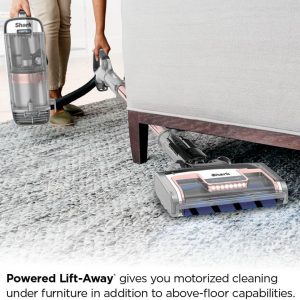 Shark AZ2002 Vertex Powered Lift-Away Upright Vacuum with DuoClean PowerFins, Self-Cleaning Brushroll, Large Dust Cup, Pet Crevice Tool, Dusting Brush & Power Brush, Silver/Rose Gold | DuoClean PowerFins, self-cleaning brushroll, large dust cup, crevice tool, dusting brush, power brush
