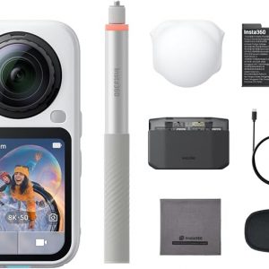 Insta360 X6 Essentials Bundle White - 8K 360 Camera with 1/1.1'' Sensors | Action Camera, Dual Custom Square 1/1.1" Sensors, Triple AI Chip, Replaceable Lens 2.0, 140 minutes 8K Video