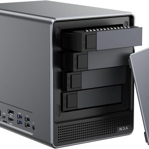 ACEMAGIC NAS N3A 4 bahías de almacenamiento conectado a red de escritorio concentrador de respaldo para el hogar y la oficina, protege datos, hasta 136 TB NAS 4 × HDD+2 ranuras M.2, Dual 2.5G+1G LAN