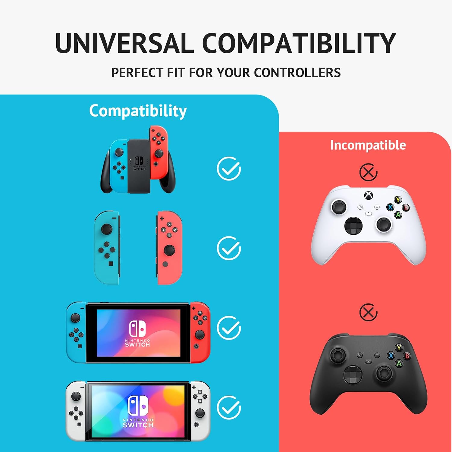 6Pcs Silicone Analog Stick Covers for Nintendo Switch, OLED, Joy-con Controller Thumb Grips, Joystick Replacement Caps