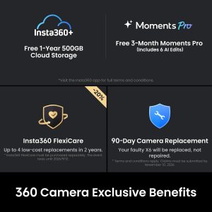Insta360 X6 Essentials Bundle White - 8K 360 Camera with 1/1.1'' Sensors | Action Camera, Dual Custom Square 1/1.1" Sensors, Triple AI Chip, Replaceable Lens 2.0, 140 minutes 8K Video