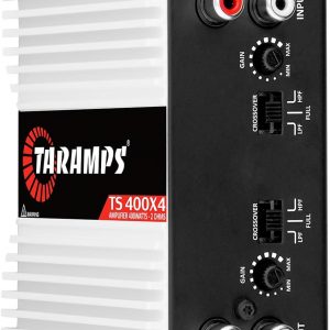 Taramps TS 400x4 400 watts RMS 4 Channels Full Range Car Audio Amplifier, 2 Bridged Channels, RCA Input Class D, Output Power, Multichannel Amplifier System, Small - TS400X4 | Bridgeable outputs, built-in HPF/LPF crossovers and RCA inputs provide flexible system design and precise sound tuning.