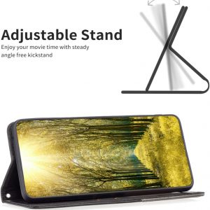 Flip Case for Honor Magic 7 Lite,Rhombus Pattern Premium Leather Wallet Kickstand Magnetic Closure Cover Black