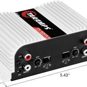 Taramps TS 400x4 400 watts RMS 4 Channels Full Range Car Audio Amplifier, 2 Bridged Channels, RCA Input Class D, Output Power, Multichannel Amplifier System, Small - TS400X4 | Bridgeable outputs, built-in HPF/LPF crossovers and RCA inputs provide flexible system design and precise sound tuning.