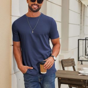 COOFANDY Men's T Shirt Short Sleeve Cotton Blend T-Shirts Crew Neck Casual Summer Basic Tee Shirts