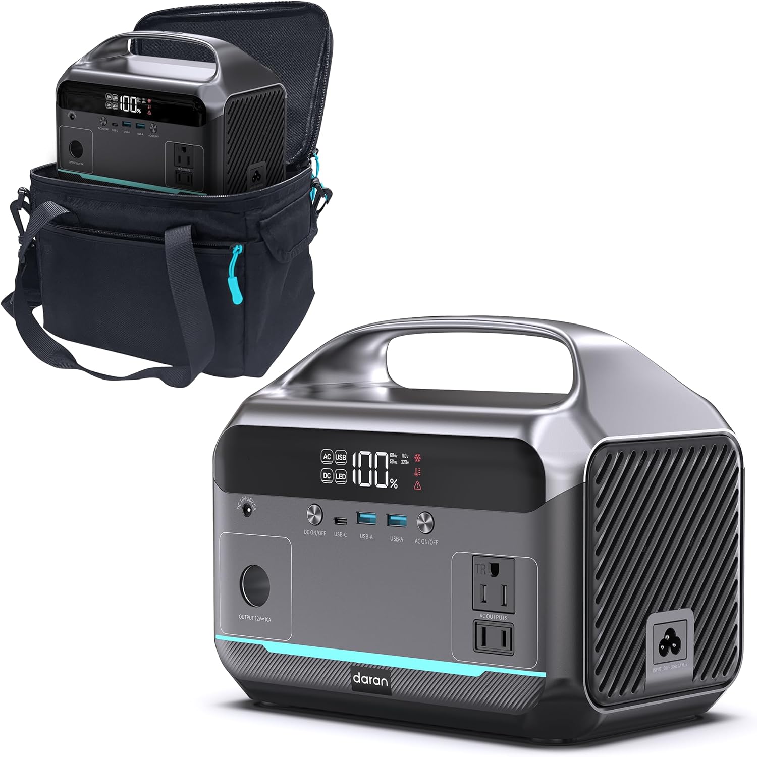 DARAN Portable Power Station, 288Wh LiFePO4 Battery, 350W (600W Peak) Power Bank with AC Outlet & 40W 12V DC5521 Foldable Solar Panel