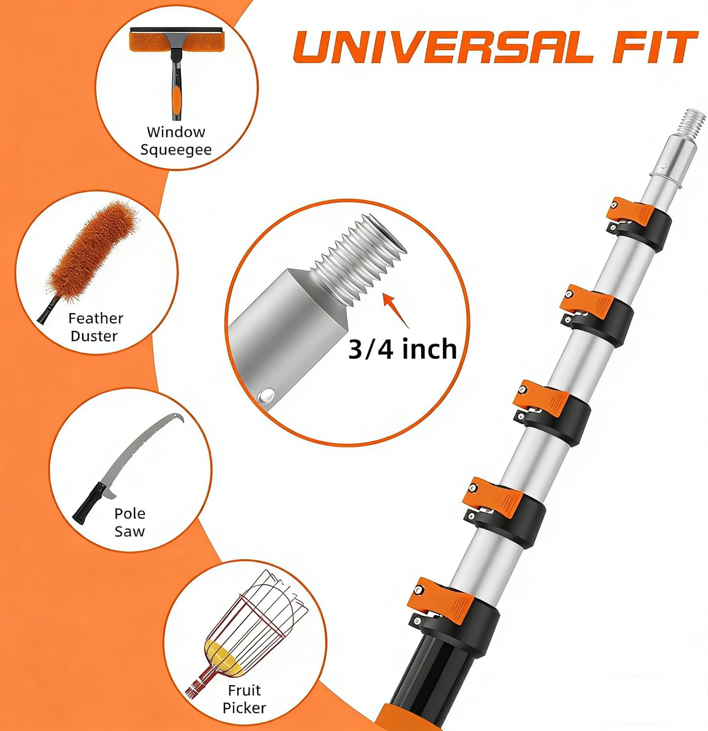 26FT Window Washing Kit, Squeegee with Telescopic Extension Pole