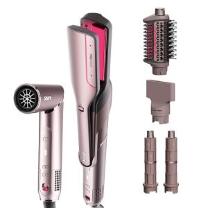 Shark FlexFusion - Moldeador de aire de cerámica, alisador+rizador, rubor, HD641S | Style-Safe Tech: Zero Hot Tool Damage, Scalp Shield Mode, Straightens in One Pass