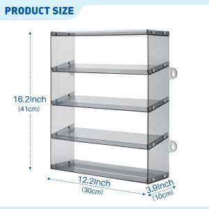 5-Tier Monster Truck Display Shelf, Toy Car Storage Holds 20 | Acrylic 5-tier shelf with tilted design fits 20 monster trucks. Assembly required. Trucks not included.