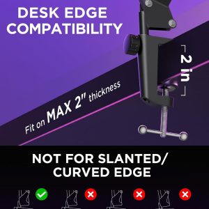 InnoGear Mic Stand Boom Arm Microphone Stand Desk for Blue Yeti, Large | Full Rotation, 3.3lb Weight Capacity, 360° Adjustable Arm, Pop Filter Included, Foldable for Reclaimed Desk Space, Flat Desk