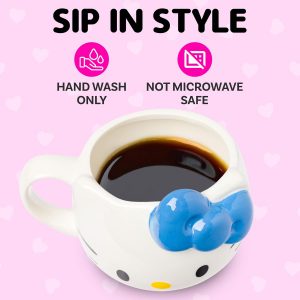 Silver Buffalo Sanrio Hello Kitty Blue Bow, 3D Sculpted Mug, 20oz | Ceramic, 0.59 Liters