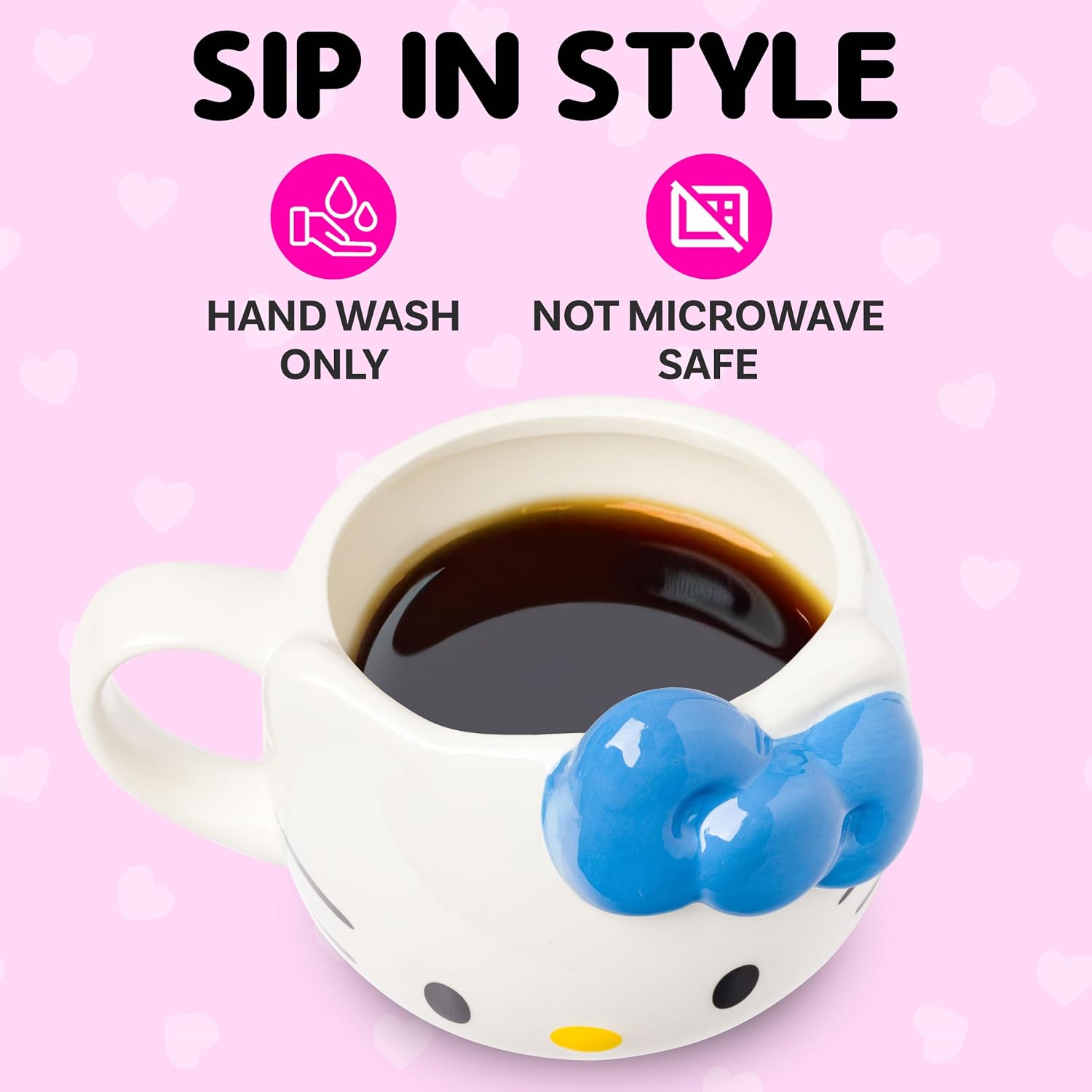 Silver Buffalo Sanrio Hello Kitty Blue Bow, 3D Sculpted Mug, 20oz | Ceramic, 0.59 Liters