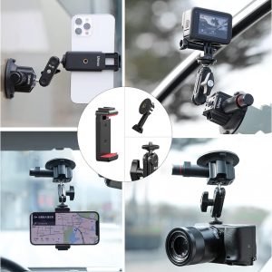 Ulanzi SC-01 Heavy-Duty Suction Cup Mount for Camera/Phone/Accessory (3"), Pump-actived Vacuum Suction Cup Mount, Magic Arm Phone Holder Action Cam Adapter Car Boats Windshield Window Mount