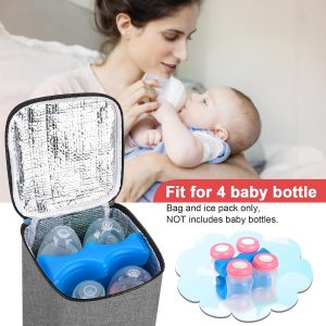 Bolsa de enfriamiento de leche materna Accmor con paquete de hielo, bolsas de enfriamiento para biberones, bolsas aisladas para llevar, cabe 4 botellas grandes de 8 onzas, para madres lactantes