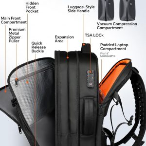 70L Travel Backpack with Vacuum Compression System | 70L Vacuum Backpack, 2 Detachable TPU Bags, TSA Lock, Fits 16" Laptop, Water-Resistant Travel & Business