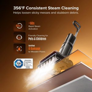 roborock F25 Steam Wet Dry Vacuum Mop Combo, 356°F Cordless Steam Cleaner | 25000 Pa Suction for Hard Floor, 203°F Self-Cleaning Electric Mop, 80 Min Long Runtime for Whole-House Cleaning, No Tangle