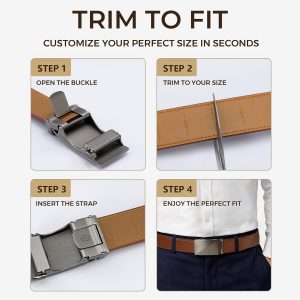 Zitahli Leather Ratchet Belt for Men - 2 Pack Mens belt,Customizable Fit