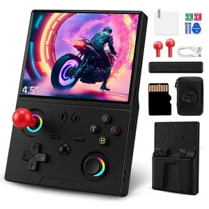 XF45V - Consola de juegos de mano retro, pantalla IPS HD de 4.5 pulgadas, más de 20.000 juegos clásicos integrados, más de 30 emuladores, sistema Linux portátil de código abierto, consola de juegos