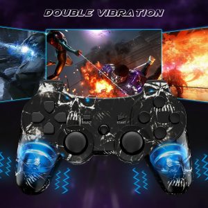 CHENGDAO Controlador para PS3, paquete de 2 controladores inalámbricos para Playstaion 3 de 6 ejes con doble virbración de alto rendimiento, control de movimiento, cable de carga USB (calavera +