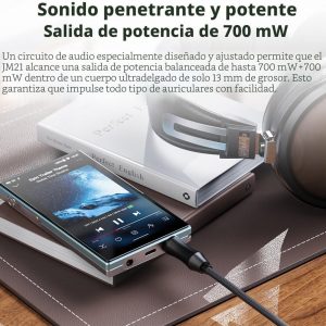 JadeAudio/FiiO JM21 Reproductor de música Hi-Res Android 13 MP3 con Snapdragon 680, Bluetooth WiFi USB DAC tiempo de reproducción de 12.5H (Negro)