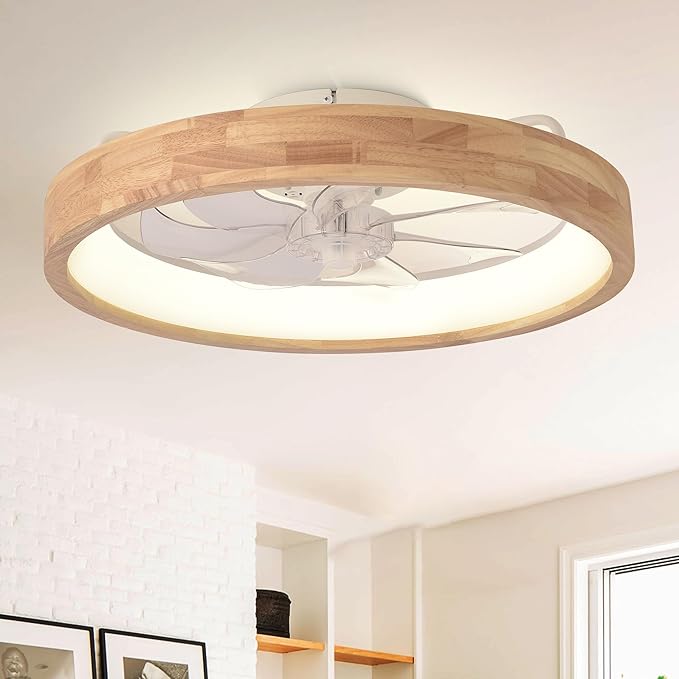 Ventilador de techo de madera de perfil bajo moderno de 20