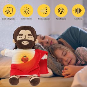Yelakey - Peluche de Jesús de 15.7 pulgadas que respira, juguete musical | con resplandor y canciones, muñeca de peluche de Jesús, juguetes de Jesús, regalo de Navidad