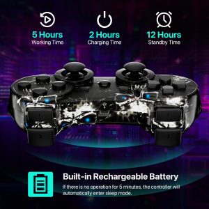 CHENGDAO Controlador para PS3, paquete de 2 controladores inalámbricos para Playstaion 3 de 6 ejes con doble virbración de alto rendimiento, control de movimiento, cable de carga USB (calavera +