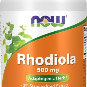 Suplementos NOW, Rhodiola 500 mg, ayuda al cuerpo a adaptarse al estrés de la vida diaria*, hierba adaptogénica*, 120 cápsulas vegetales