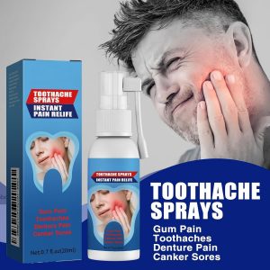 Natural Oral Pain Relief Spray, 0.7 fl oz, Instant Toothache and Gum Treatment with Peppermint Extract, 2-Pack
