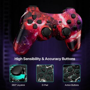 CHENGDAO Controlador para PS3, paquete de 2 controladores inalámbricos para Playstaion 3 de 6 ejes con doble virbración de alto rendimiento, control de movimiento, cable de carga USB (calavera +