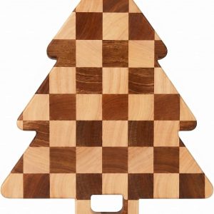Novabright 1 tabla de cortar de madera con forma de tablero de ajedrez de árbol de Navidad, bandeja de madera para servir de madera, decoración de cocina de granja para fiestas, accesorios de mesa