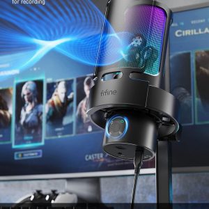 FIFINE A8 Plus USB Gaming Condenser Microphone with 4 Polar Patterns for PC | RGB Control, Quick Mute, Gain Knob, Headphone Jack, Cardioid Pickup, Pop Filter, for PS5 Podcast Streaming Recording YouTube