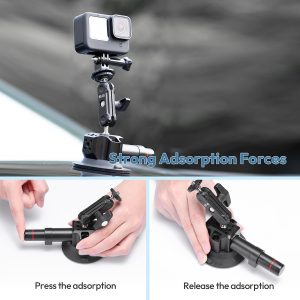 Ulanzi SC-01 Heavy-Duty Suction Cup Mount for Camera/Phone/Accessory (3"), Pump-actived Vacuum Suction Cup Mount, Magic Arm Phone Holder Action Cam Adapter Car Boats Windshield Window Mount