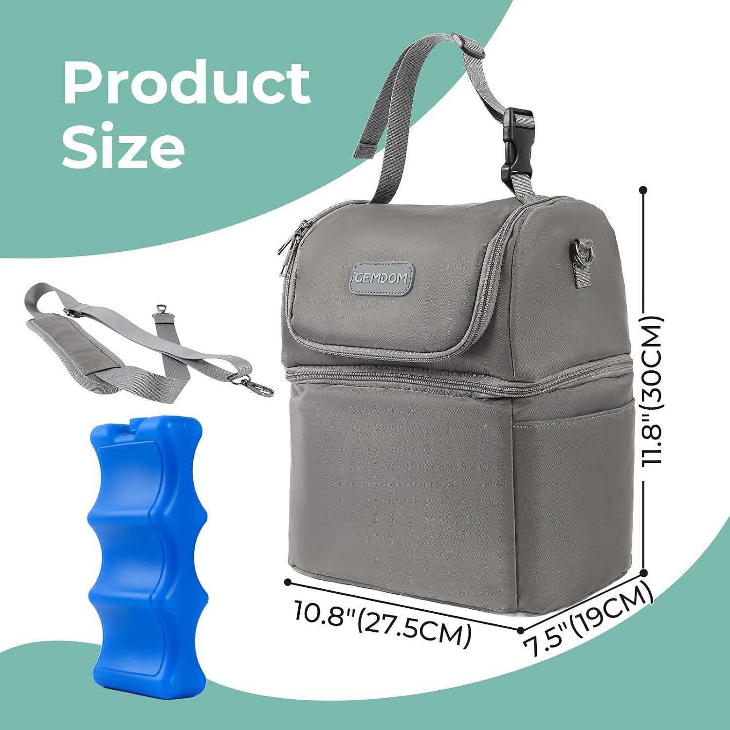 Breast Pump Cooler Travel Bag with Ice Pack,【 Up to 12 Hours 】Insulated Bottle Storage Cooler Bag, Double Layer, Breastfeeding Essential for Nursing Mom Daycare Work Travel,Fits 6 Baby Bottles