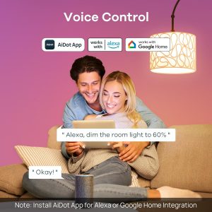 Linkind Smart Light Bulbs, Work with Alexa, Google Home, AiDot | Led Color Changing Light Bulb RGBTW, 2.4G WiFi+Bluetooth, 104 Preset Scene, Music Sync, DIY, Dotis, A19 E26, 60W 800LM, 4Pack