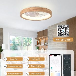 Ventilador de techo de madera de perfil bajo moderno de 20