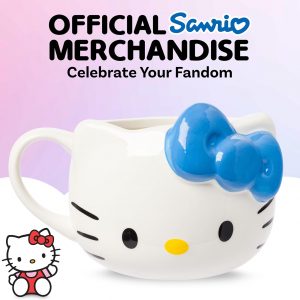 Silver Buffalo Sanrio Hello Kitty Blue Bow, 3D Sculpted Mug, 20oz | Ceramic, 0.59 Liters