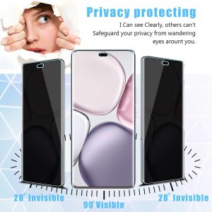 (2+2 Pack for Honor Magic 7 Lite / X9c 5G Privacy Screen Protector and Camera Lens Protector, Flexible Film Anti-Spy Case Friendly.
