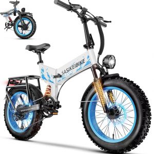 1500W Folding Electric Bike for Adult 52V20Ah Battery 20x4inch Ebike | Foldable Front & Rear Fork Suspension Ebike for Commuter&Mountain,Removable Battery E-bike,70mile Range Electric Bicycle