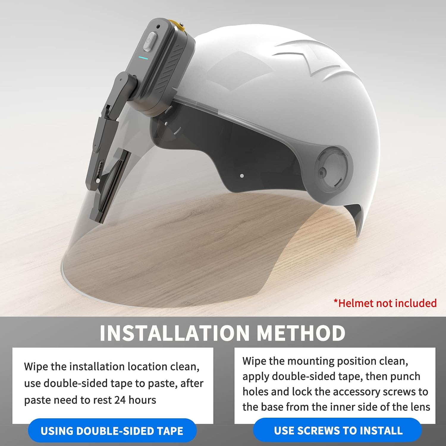 Rechargeable Motorcycle Helmet Wiper Universal Waterproof Helmet Windshield Wiper Compatible with Most Visor 1200 mAh, Black | Universal Waterproof, Compatible with Most Visor, 1200 mAh, Windshield Wiper