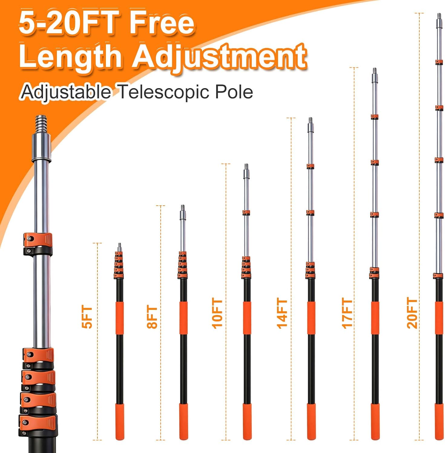 26FT Window Washing Kit, Squeegee with Telescopic Extension Pole