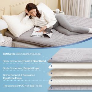 ZonLi Japanese Floor Mattress Futon Mattress Twin Size 4 Inch Thick | Foldable Tatami Mat, Washable Cover, Portable Floor Bed for Sleeping, Guest, Dorm