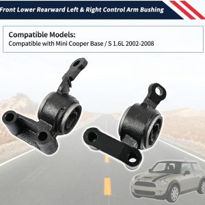 Front Lower Rearward Left & Right Control Arm Bushing Compatible with Mini Cooper 2002 2003 2004 2005 2006 2007 2008 Replaces 31126757561 31126757562 31-12-6-757-561 31-12-6-757-562
