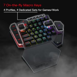 Redragon K585 PRO Teclado mecánico inalámbrico con una sola mano, 42 teclas, 3 modos RGB 40% teclado para juegos con 7 teclas macro integradas, soporte de muñeca desmontable, batería recargable | 0-Delay 2.4GHz Connection, On Board Macro Keys Keyboard, USB Pass-Through Port, Hot-Swap Socket, Detachable Wrist Rest